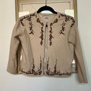 Vintage cropped wool cardigan with beading